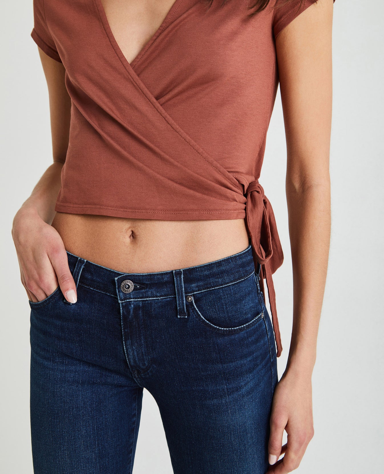 Kyaryo Top Worn Copper Wrap Top Women Tops Photo 2