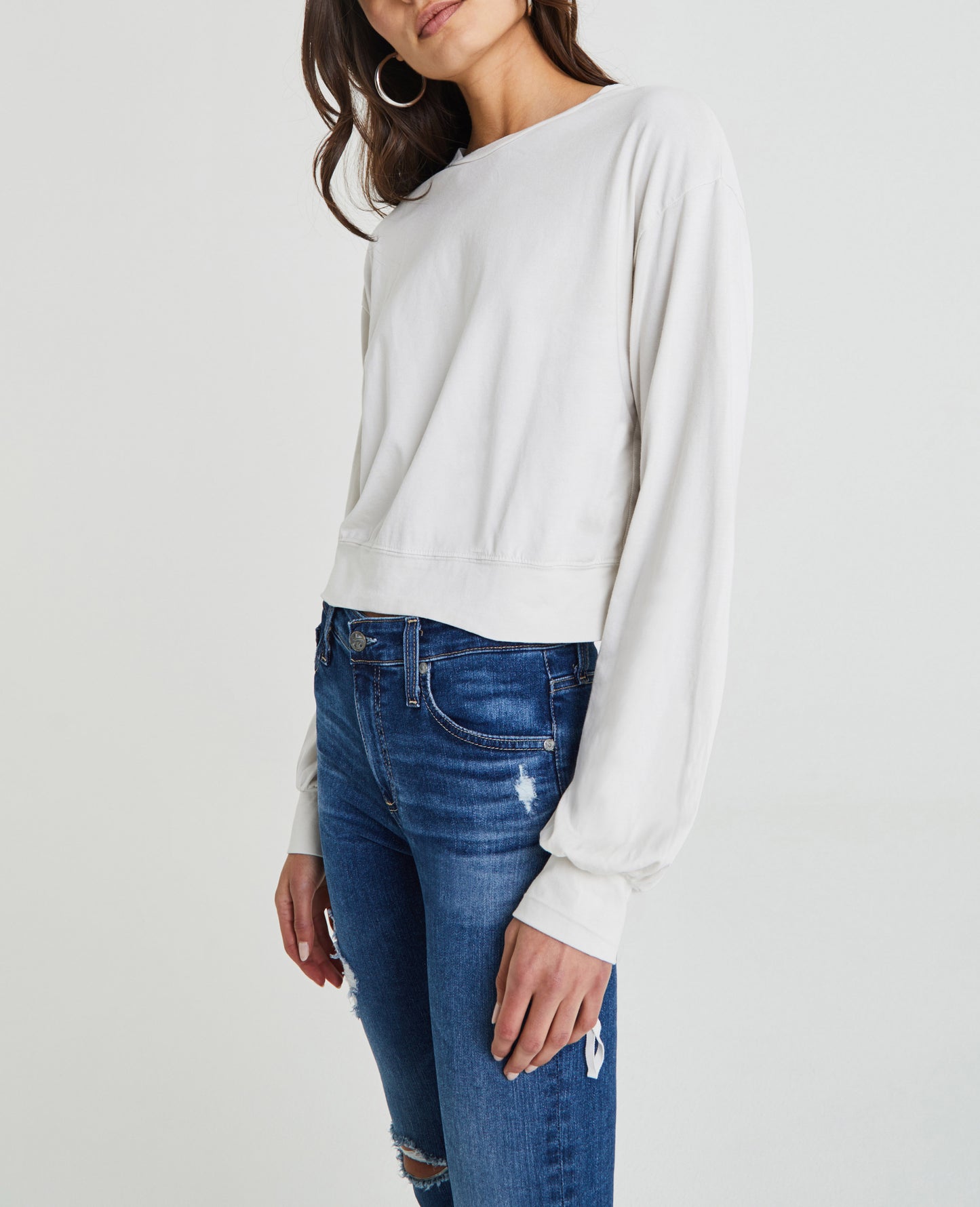 Farrow Sweatshirt Ivory Dust Drawcord Sleeve Sweatshirt Women Tops Photo 2