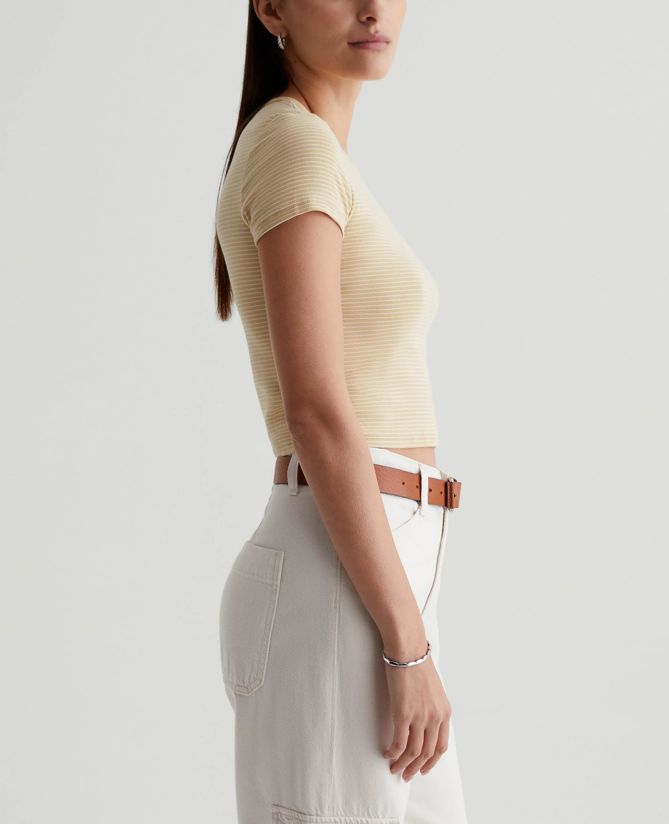 Hutton Crew Pencil Stripe Aspen Yellow/Ex- Womens Top Photo 1