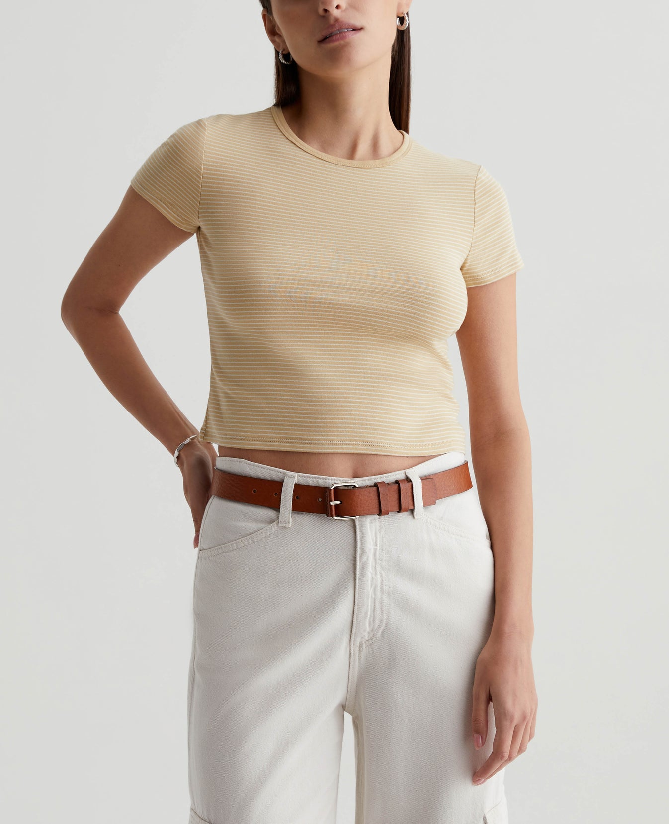 Hutton Crew Pencil Stripe Aspen Yellow/Ex- Womens Top Photo 2