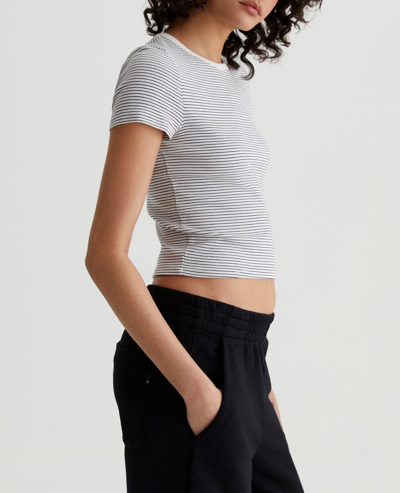 Hutton Crew Pencil Stripe Ex-White/True Bl Womens Top Photo 2