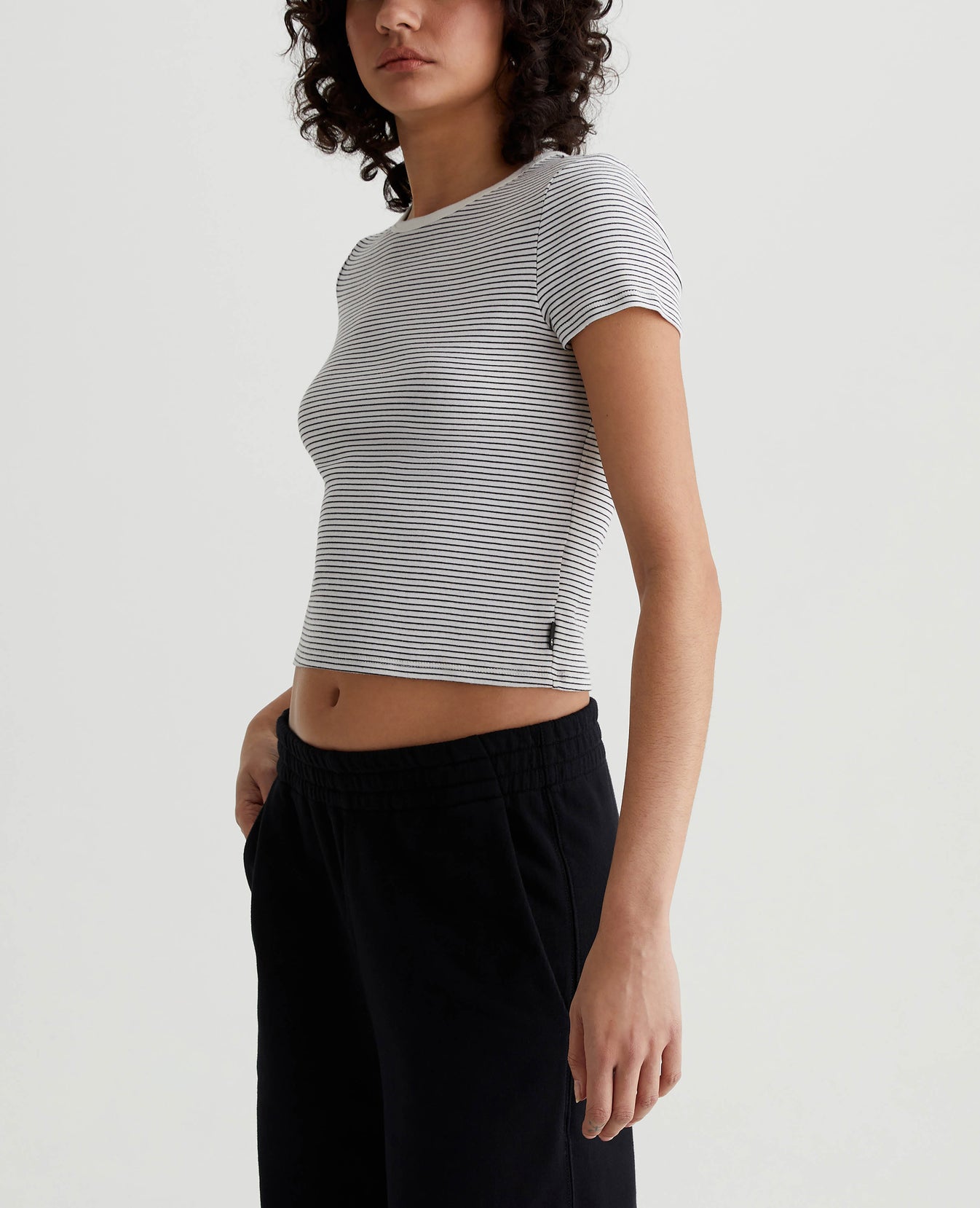 Hutton Crew Pencil Stripe Ex-White/True Bl Womens Top Photo 5