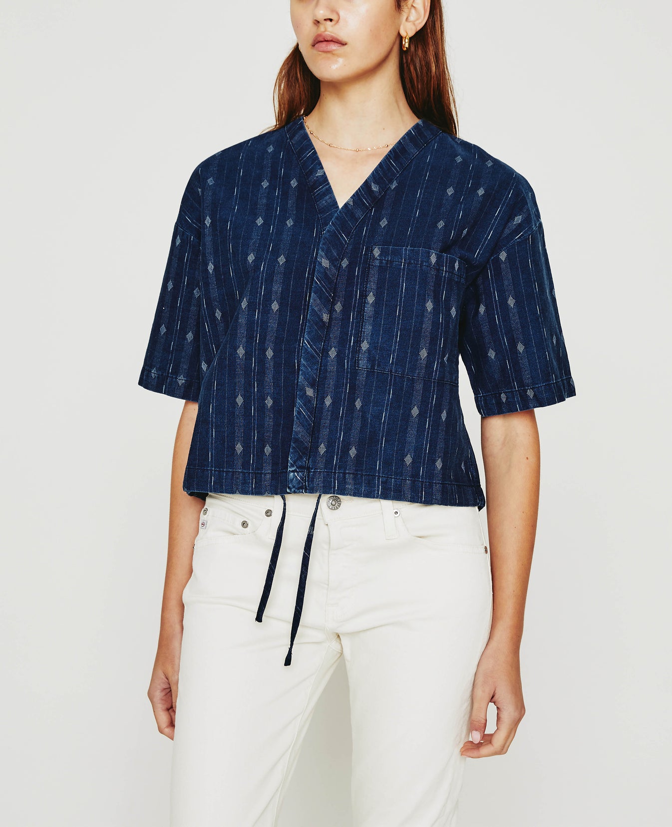 Delaney Atlas Indigo Cropped Shirt Women Tops Photo 1
