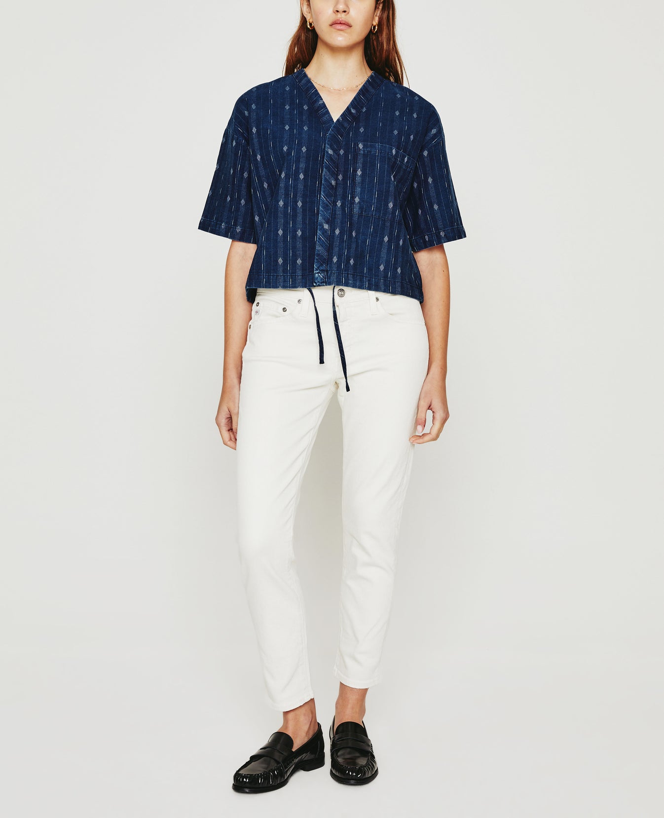 Delaney Atlas Indigo Cropped Shirt Women Tops Photo 2