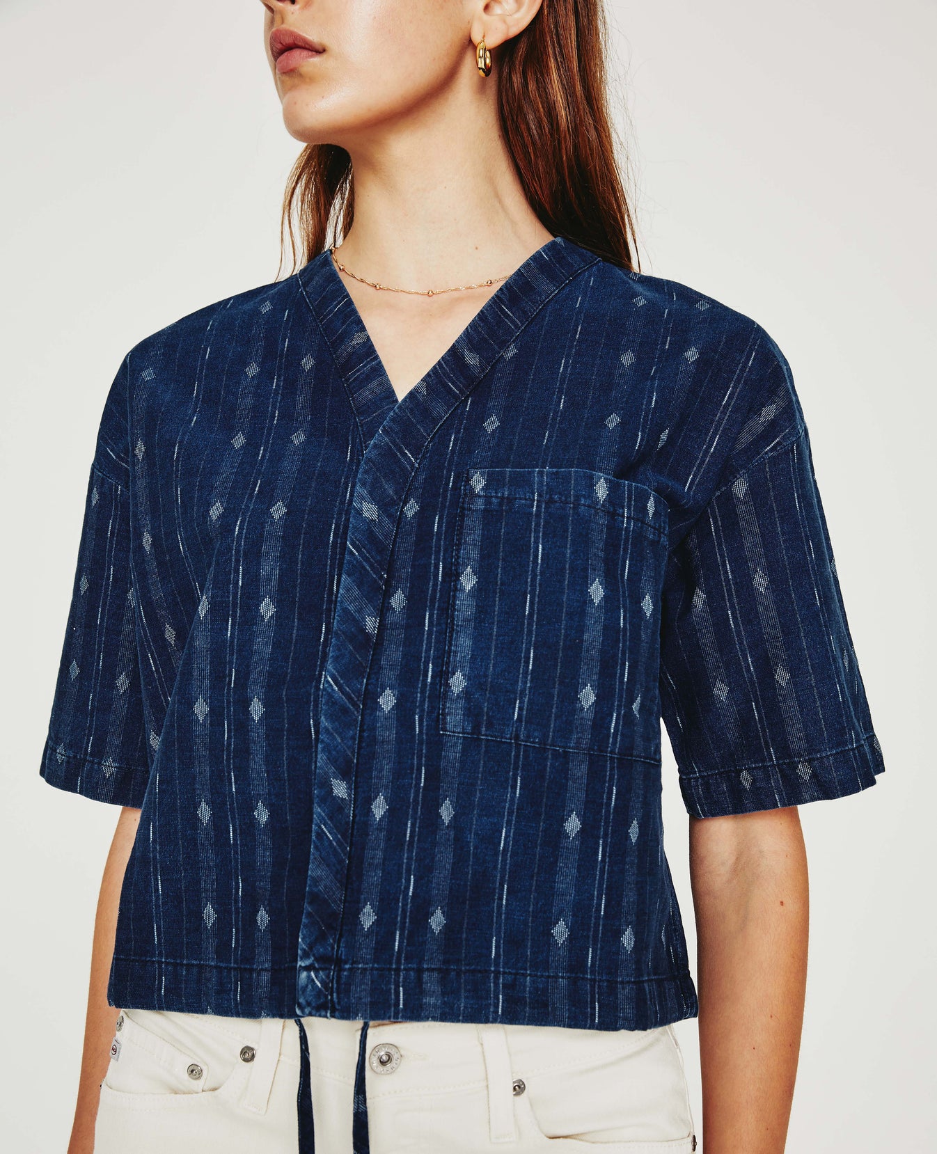 Delaney Atlas Indigo Cropped Shirt Women Tops Photo 3