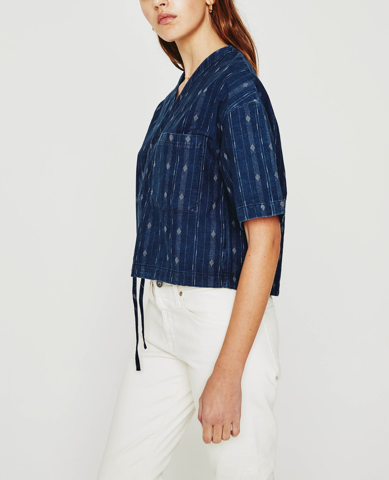Delaney Atlas Indigo Cropped Shirt Women Tops Photo 4