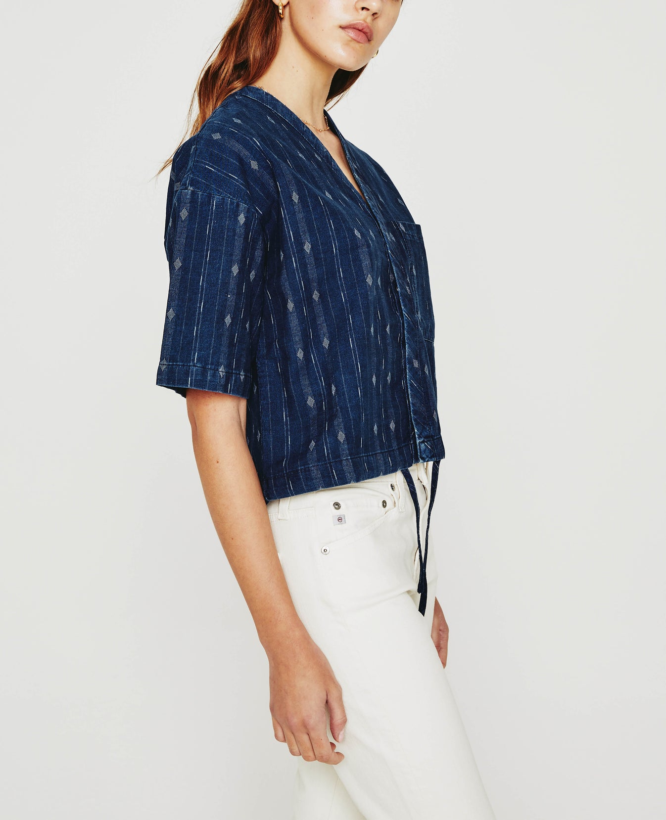 Delaney Atlas Indigo Cropped Shirt Women Tops Photo 5