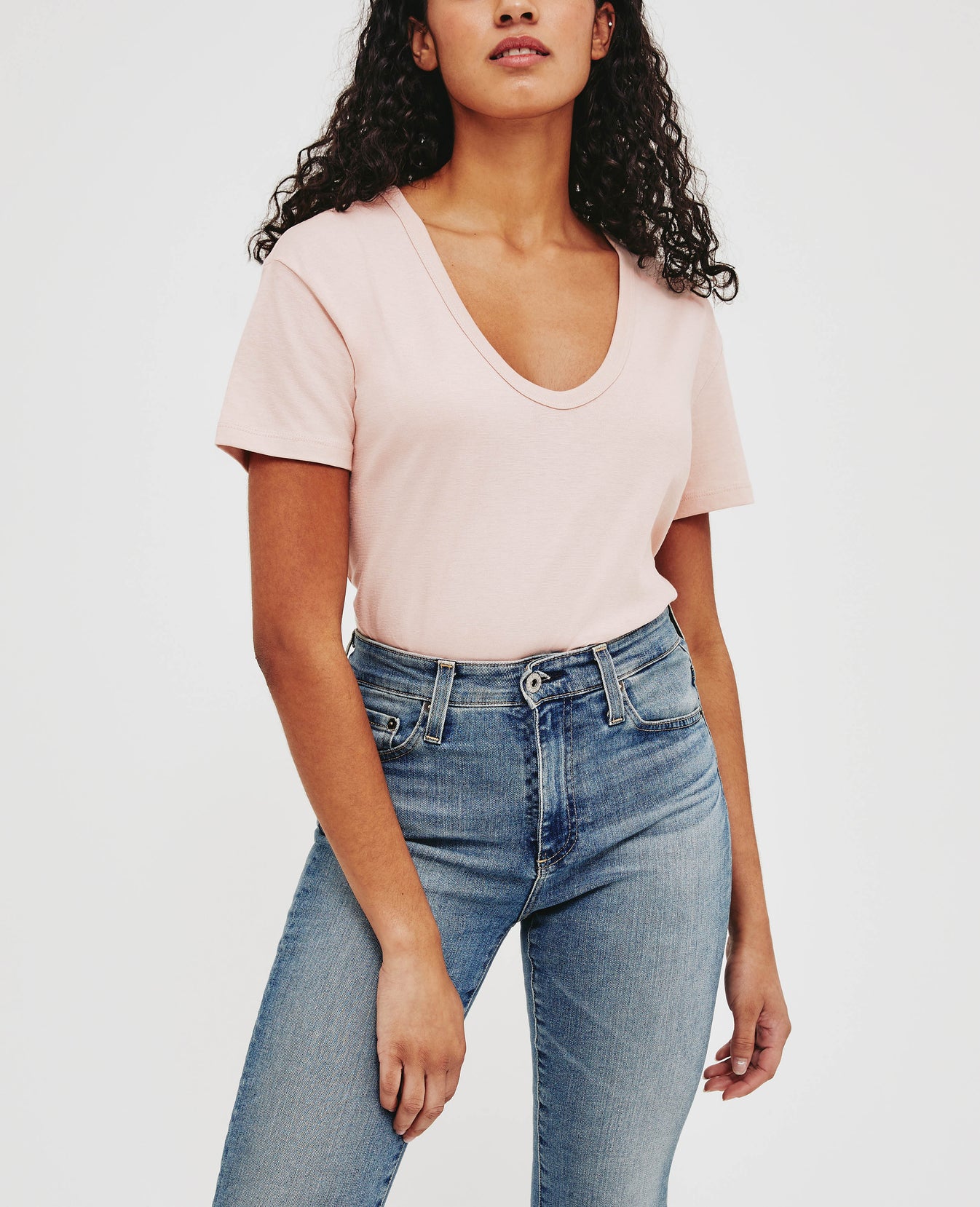 Aspen U Vintage Pink Relaxed U Neck T-Shirt Women Tops Photo 1