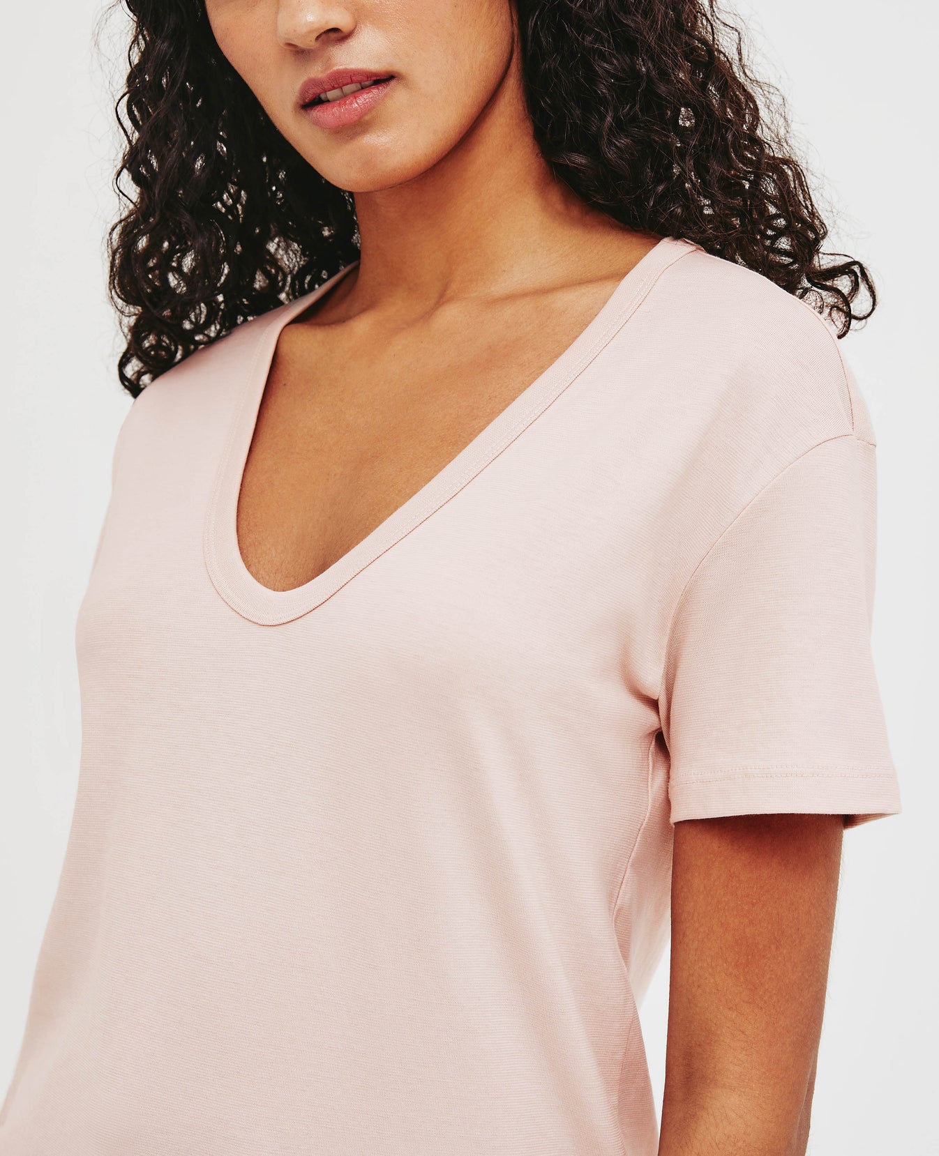 Aspen U Vintage Pink Relaxed U Neck T-Shirt Women Tops Photo 3