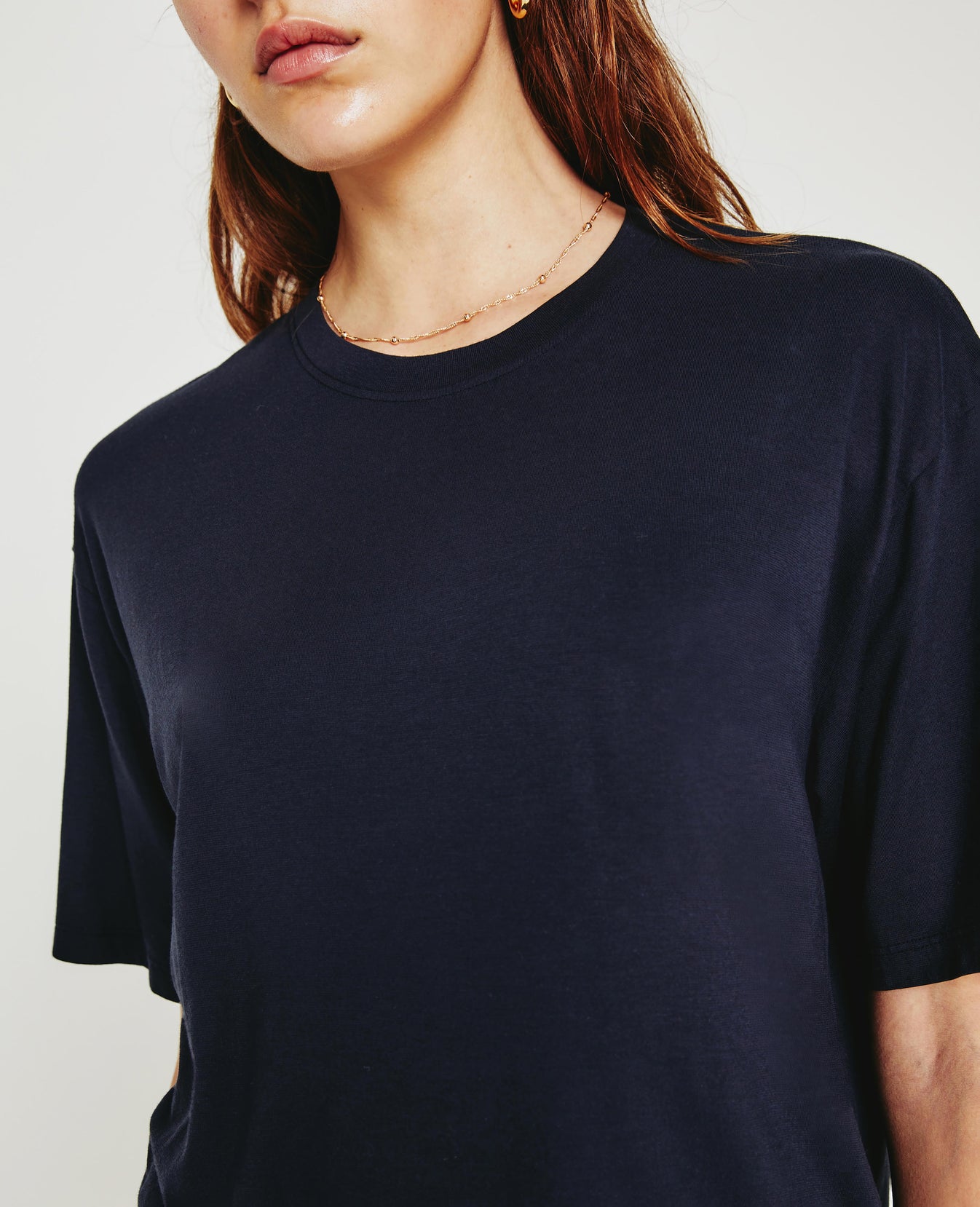 Karter Ex-Boyfriend Deep Navy Oversized Crew Neck Women Tops Photo 3