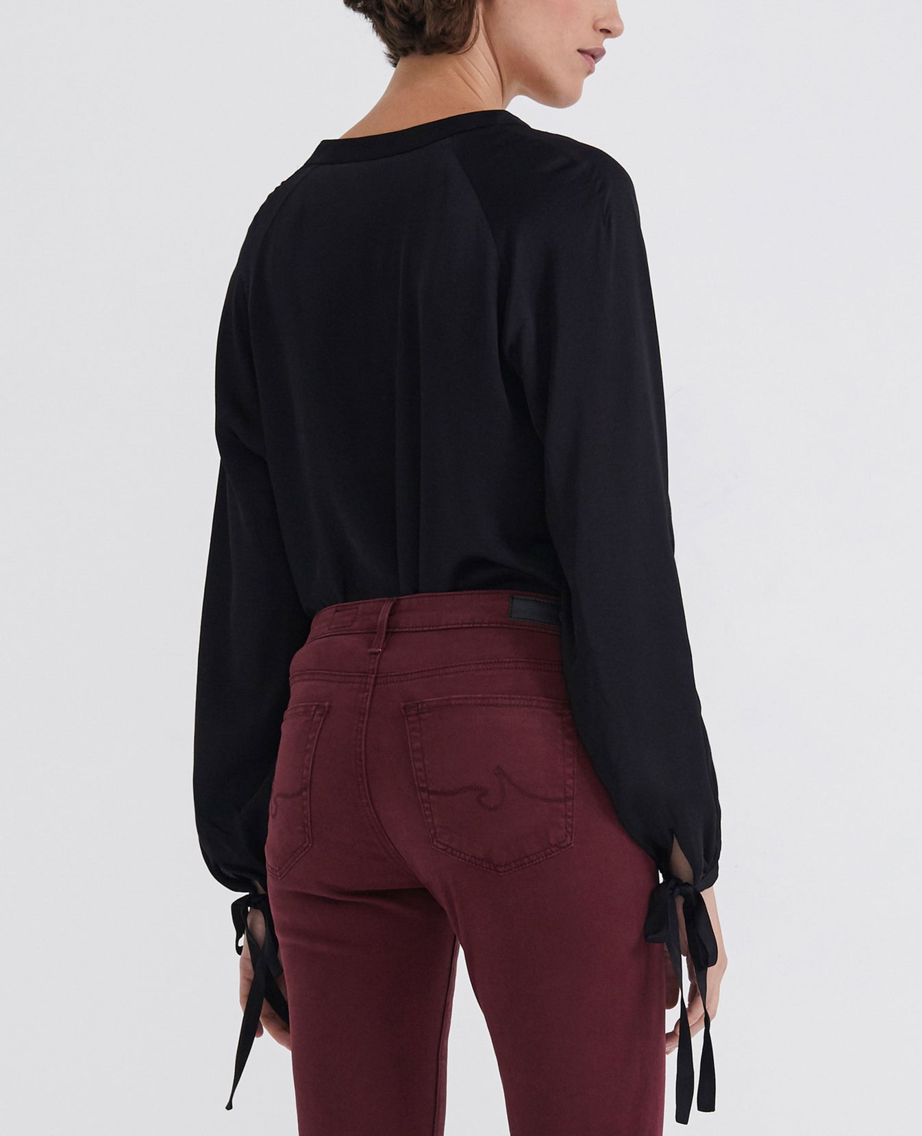 Karina Top True Black Long Sleeve Vee Neck Shirt Women Tops Photo 3