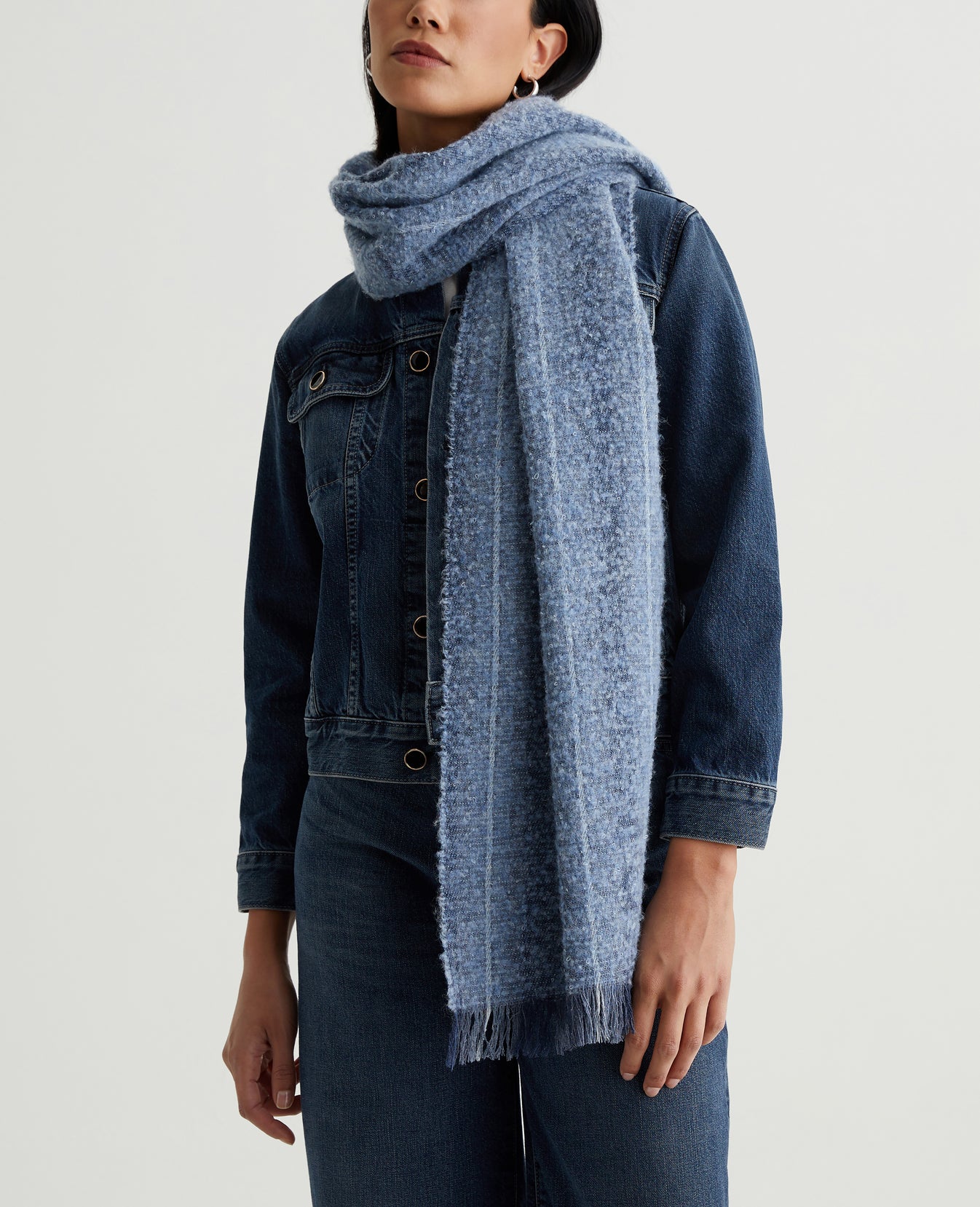 Arden Scarf Indigo Wool Stripe Accessory Photo 1