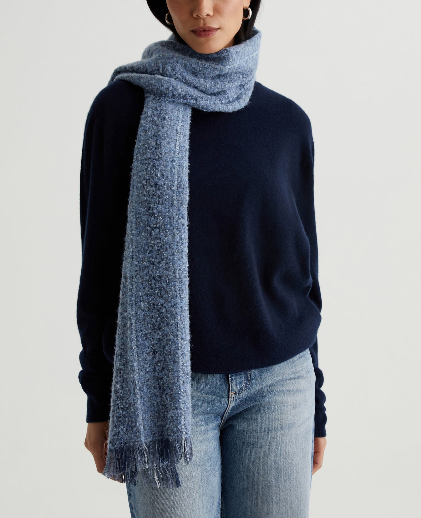 Arden Scarf Indigo Wool Stripe Accessory Photo 3