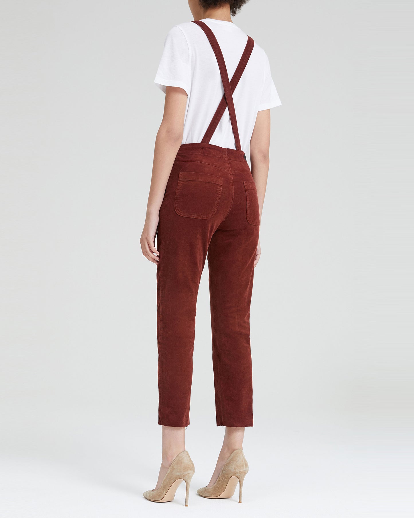 Pleated Isabelle Overall Rich Crimson Corduroy Women Onepiece Photo 2