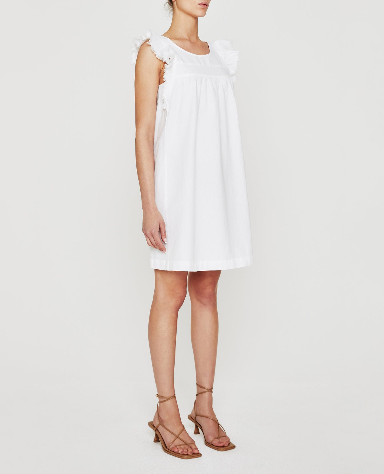 Jennifer Dress True White Sleeveless Raw Edge Dress Women Onepiece Photo 1