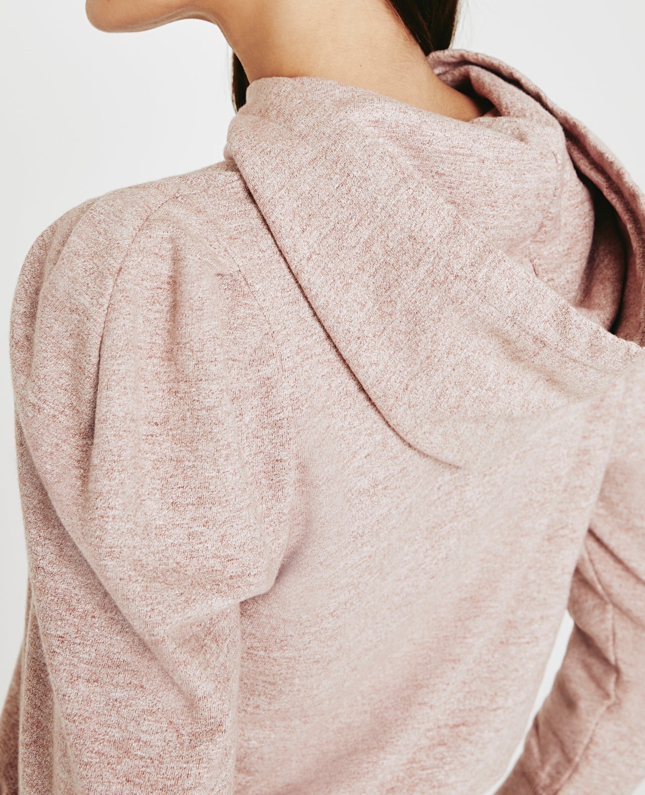 Walker Hoodie Heather Pink Puff Sleeve Hoodie Women Tops Photo 4