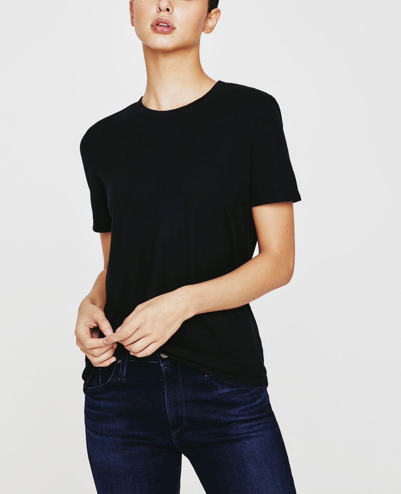 Gray Boy Tee True Black Slim Crew Neck Women Tops Photo 1