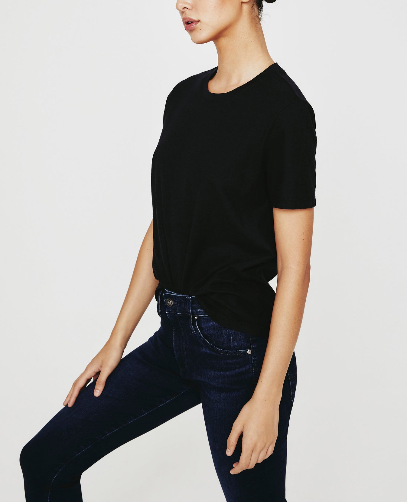 Gray Boy Tee True Black Slim Crew Neck Women Tops Photo 3