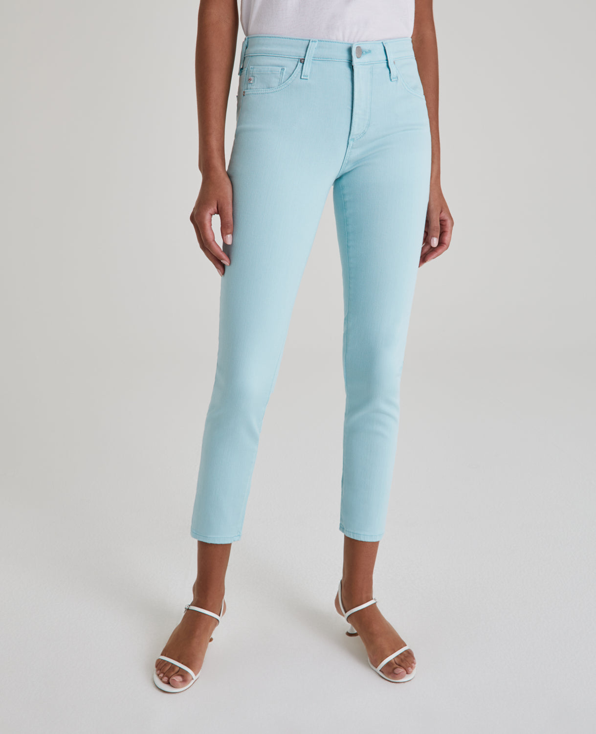 Prima Crop Sulfur Mint Sapphire Cigarette Crop Women Bottoms Photo 6