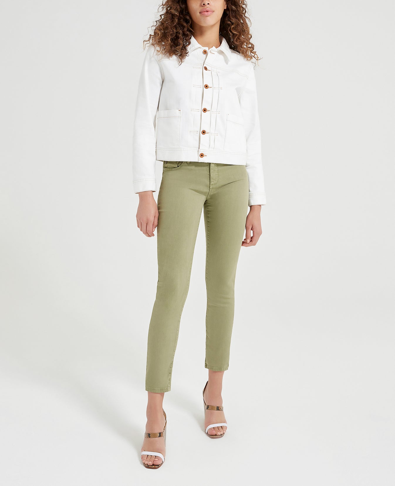 Prima Ankle Sulfur Olivewood Cigarette Ankle Women Bottoms Photo 1