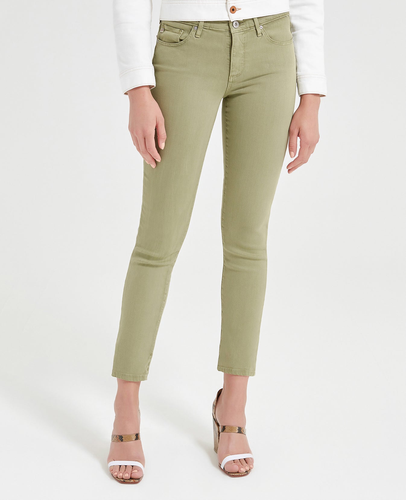 Prima Ankle Sulfur Olivewood Cigarette Ankle Women Bottoms Photo 2