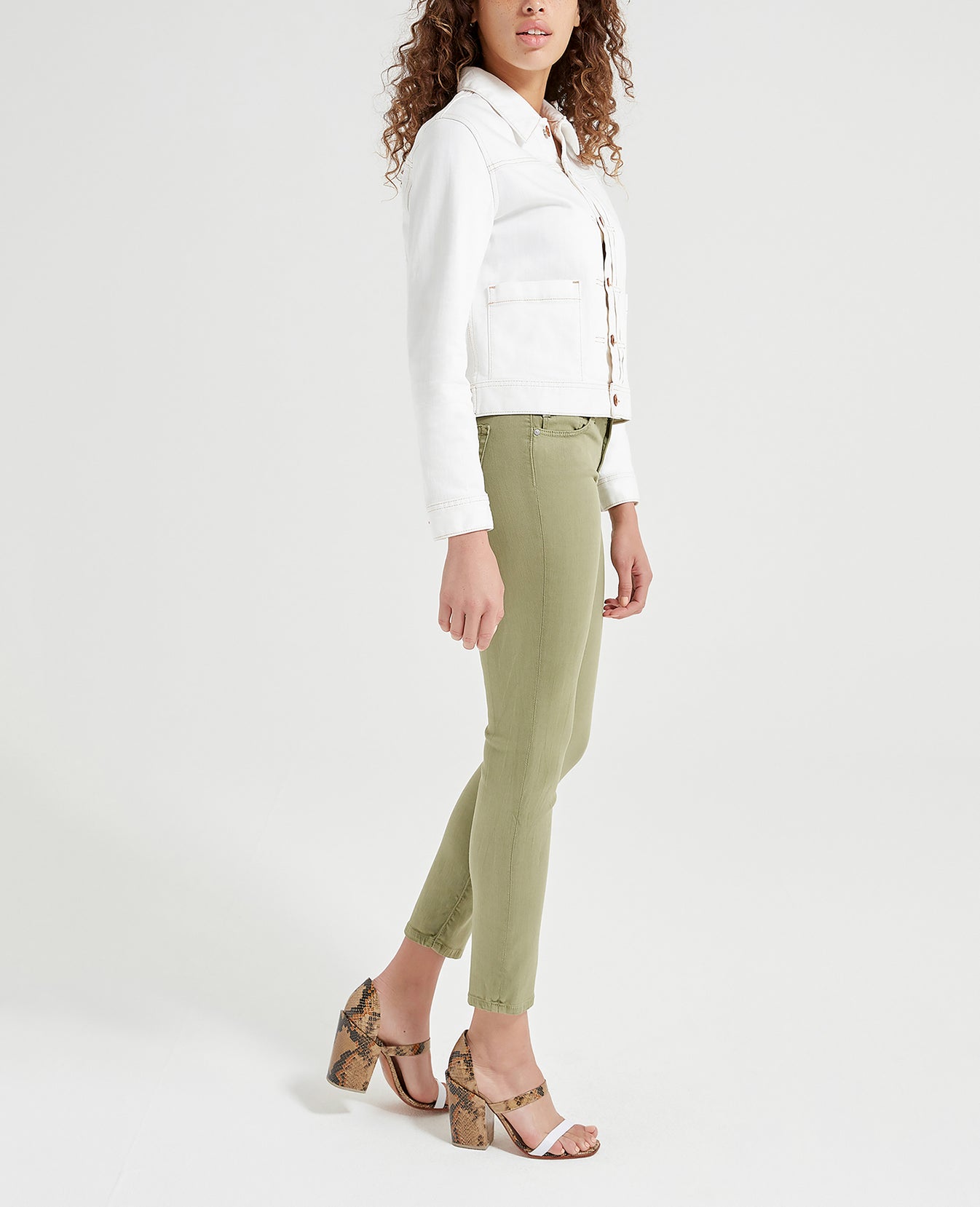 Prima Ankle Sulfur Olivewood Cigarette Ankle Women Bottoms Photo 3