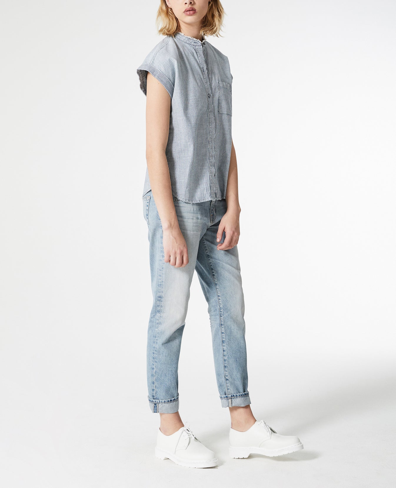 Liza Shirt Loft Frayed collar Shirt Women Tops Photo 2
