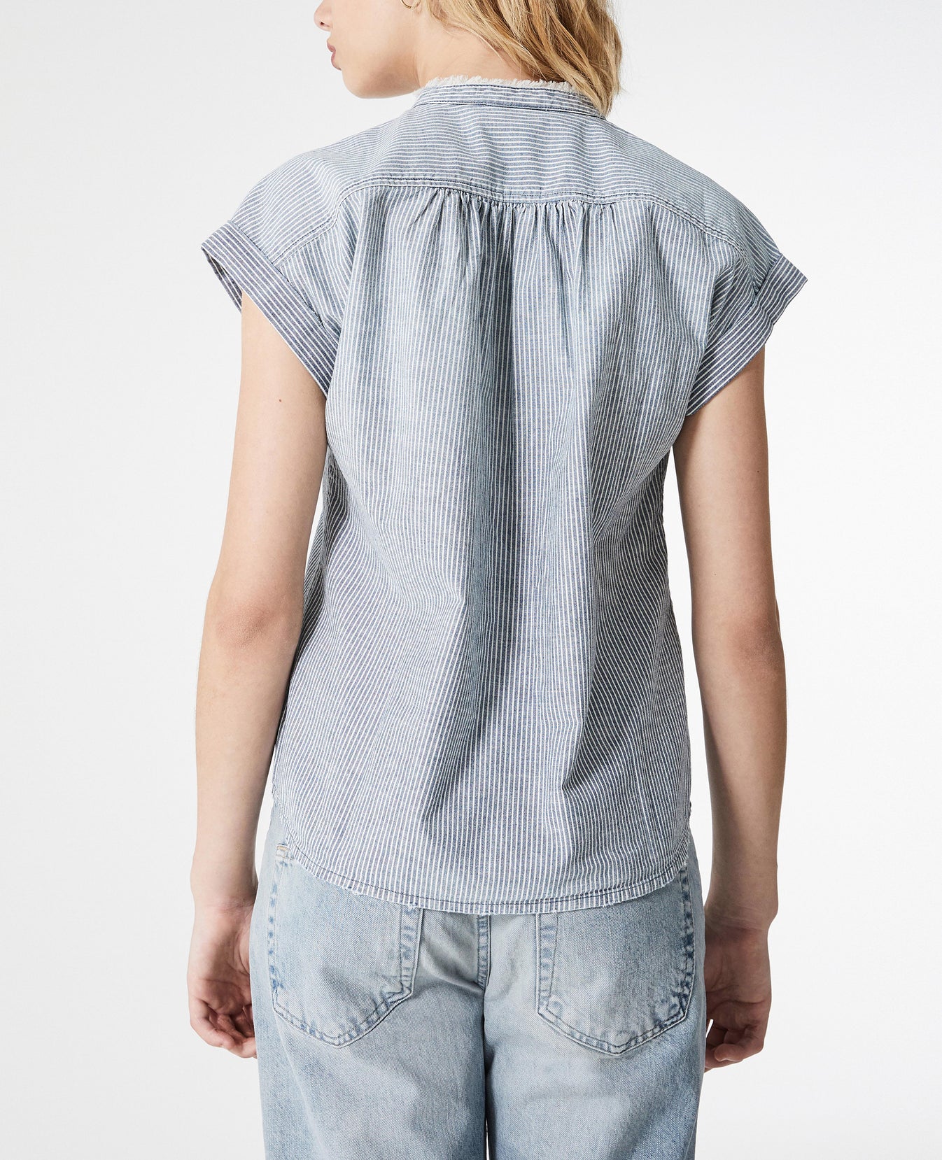 Liza Shirt Loft Frayed collar Shirt Women Tops Photo 3