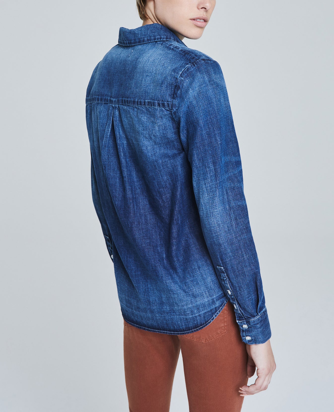 Cade Shirt Azure Haze Classic Button Up Shirt Women Tops Photo 2