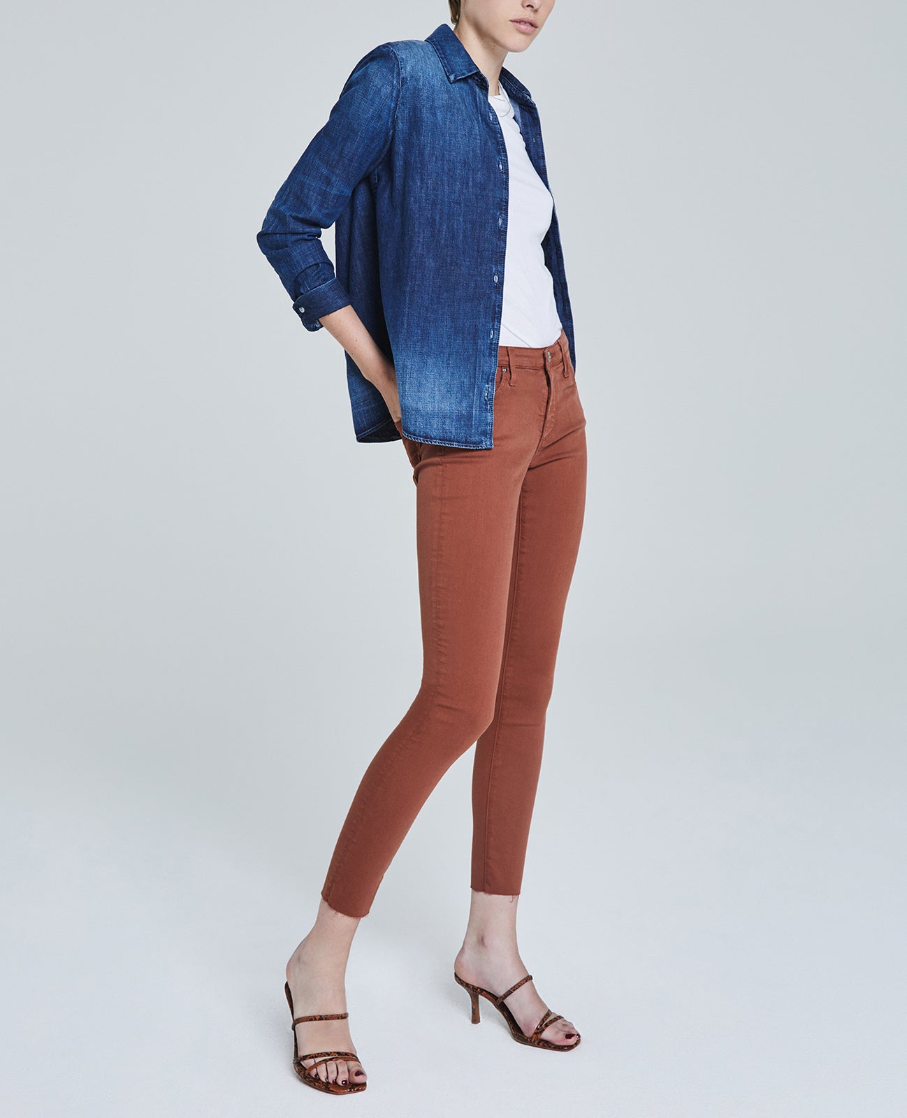 Cade Shirt Azure Haze Classic Button Up Shirt Women Tops Photo 5