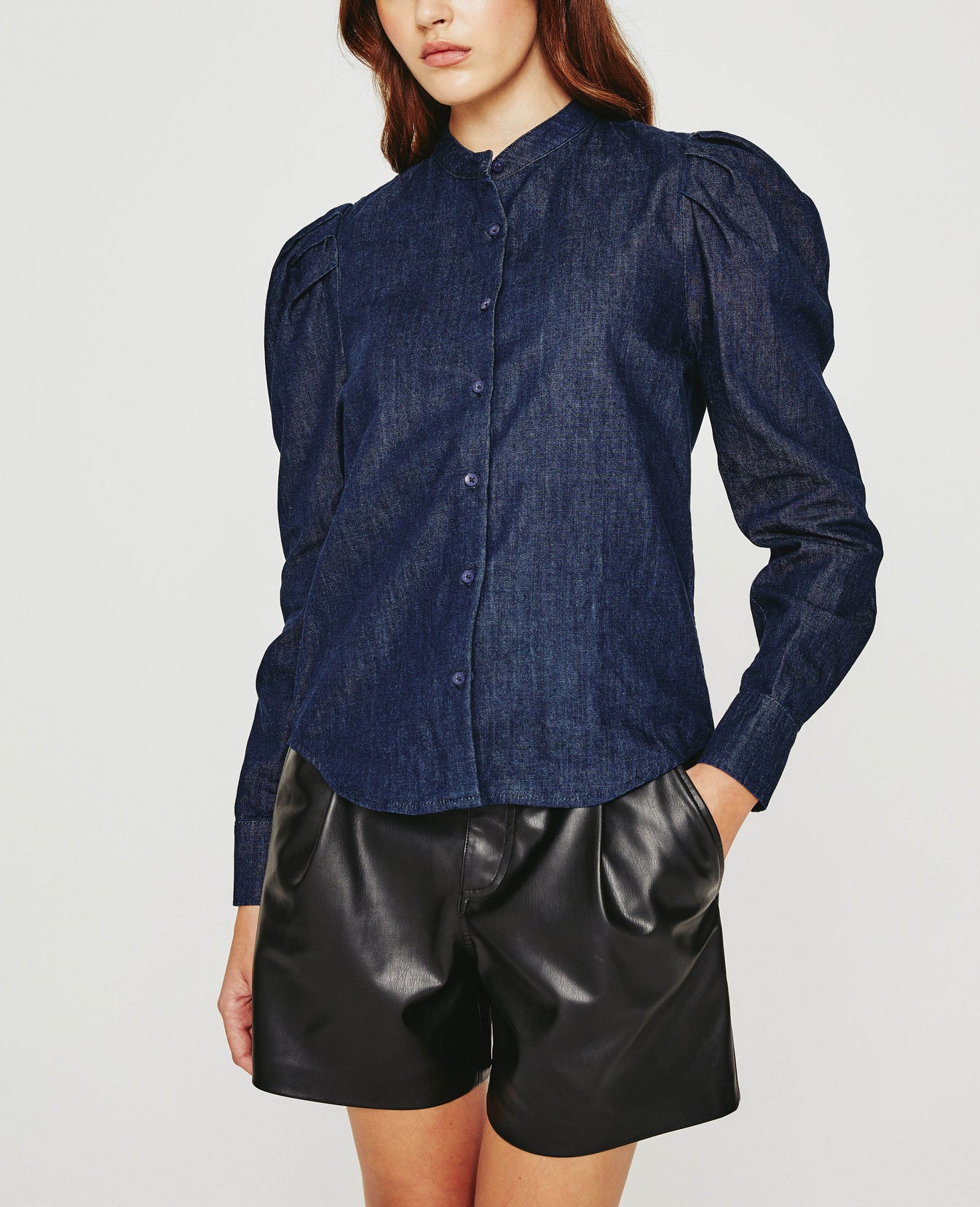 Avery Shirt Miramar Classic Mandarin Collar Women Tops Photo 1