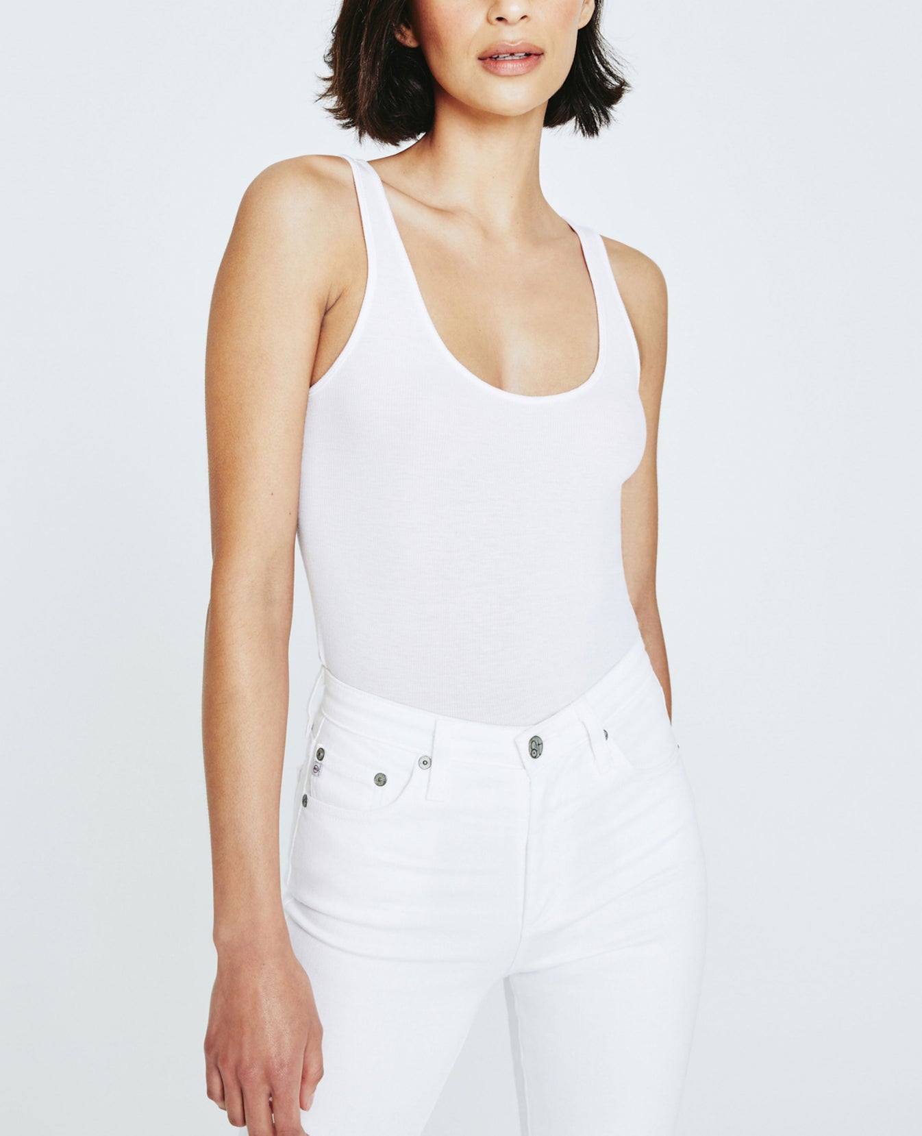 Penelope Classic Scoop Neck Tank True White Ribbed Knit Collection Women Tops Photo 4