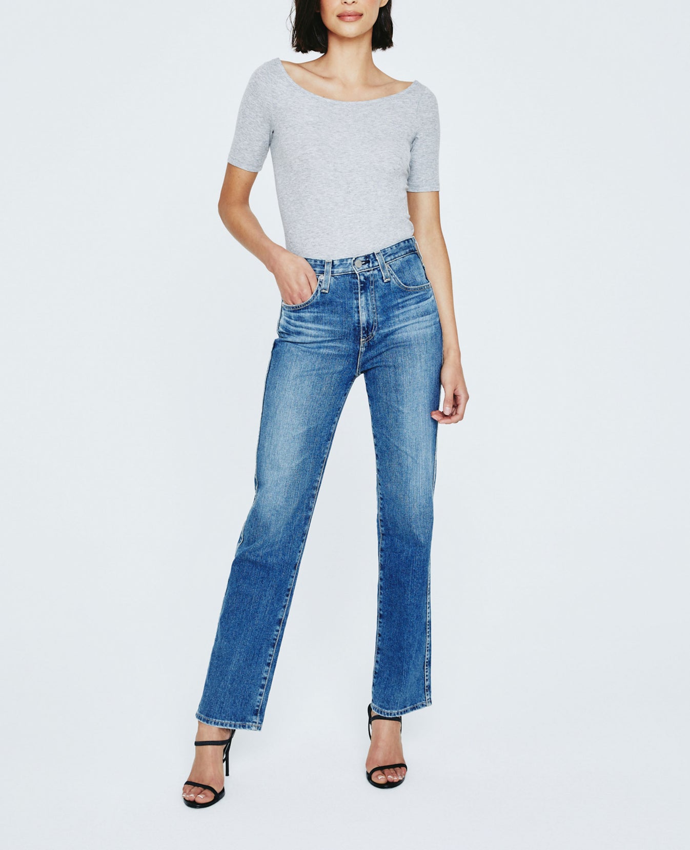 Didion Ballet Neck Tee Heather Grey Ribbed Knit Collection Women Tops Photo 5