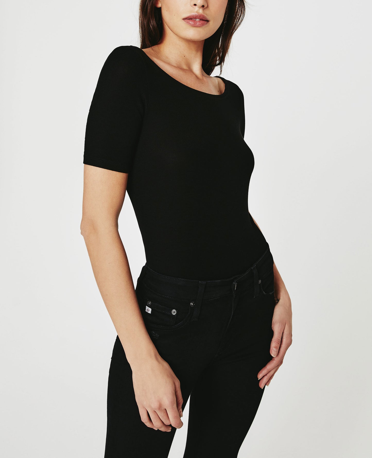 Didion Ballet Neck Tee True Black Ribbed Knit Collection Women Tops Photo 2
