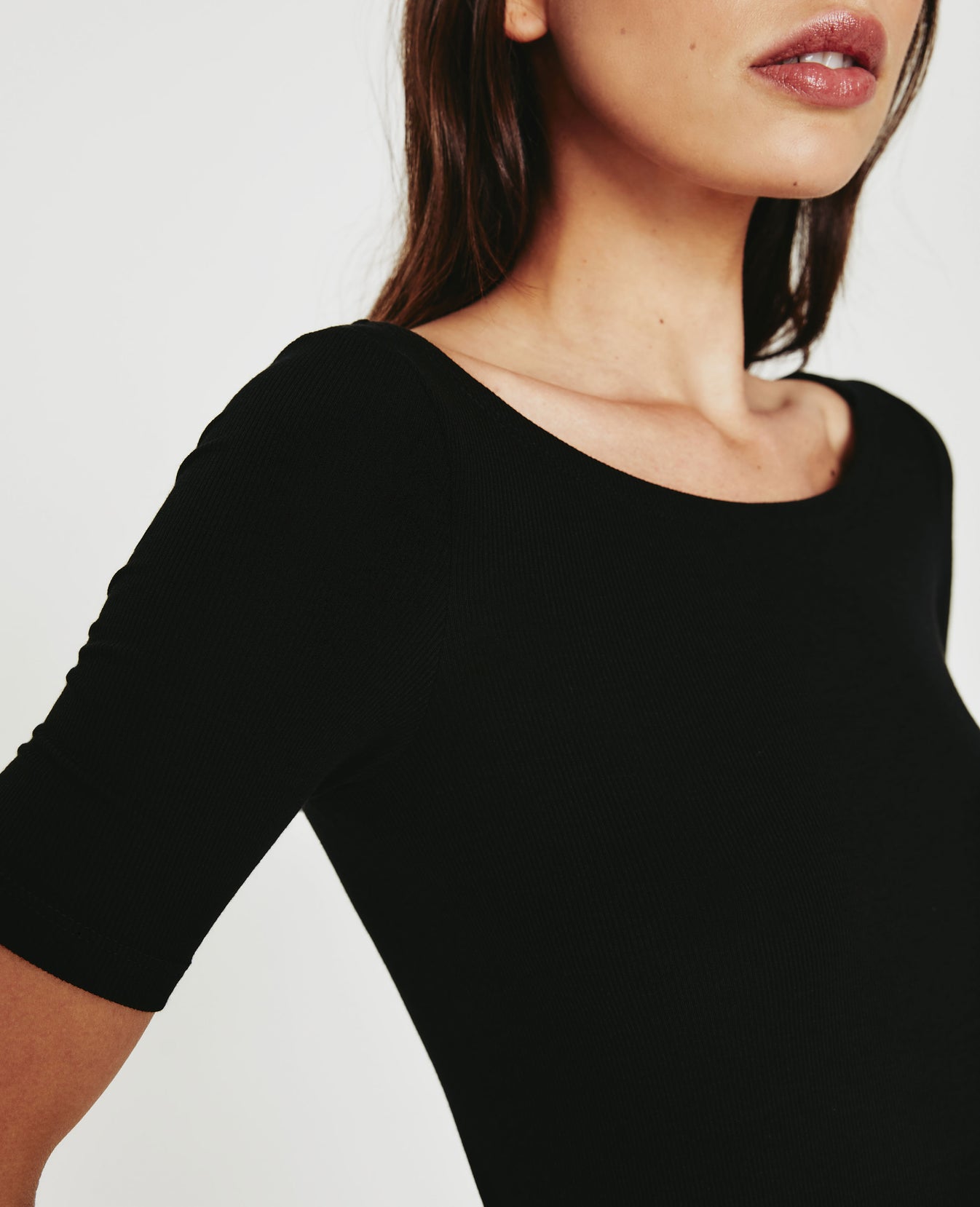 Didion Ballet Neck Tee True Black Ribbed Knit Collection Women Tops Photo 5