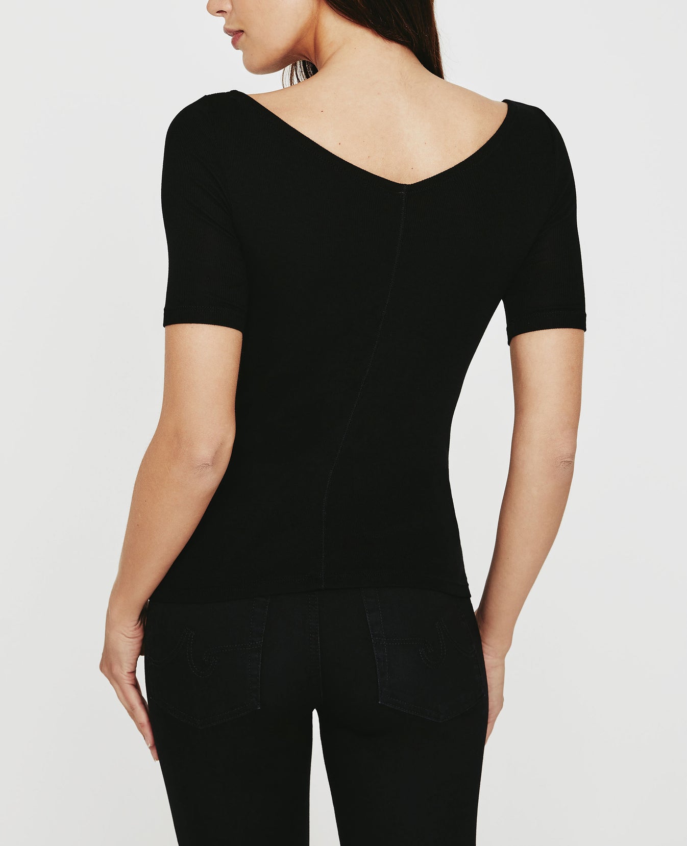 Didion Ballet Neck Tee True Black Ribbed Knit Collection Women Tops Photo 6