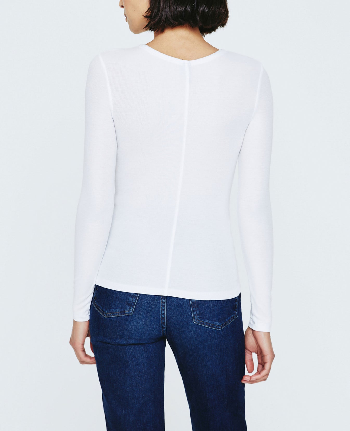 Patti Long Sleeve Crew Neck Tee True White Ribbed Knit Collection Women Tops Photo 3