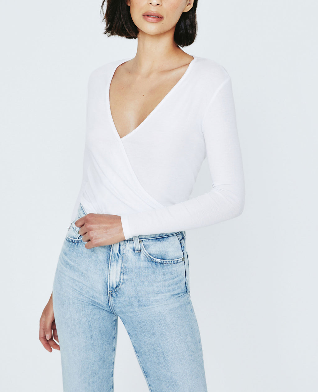 AG Jeans Women's Diane Long Sleeve V-Neck Wrap Top