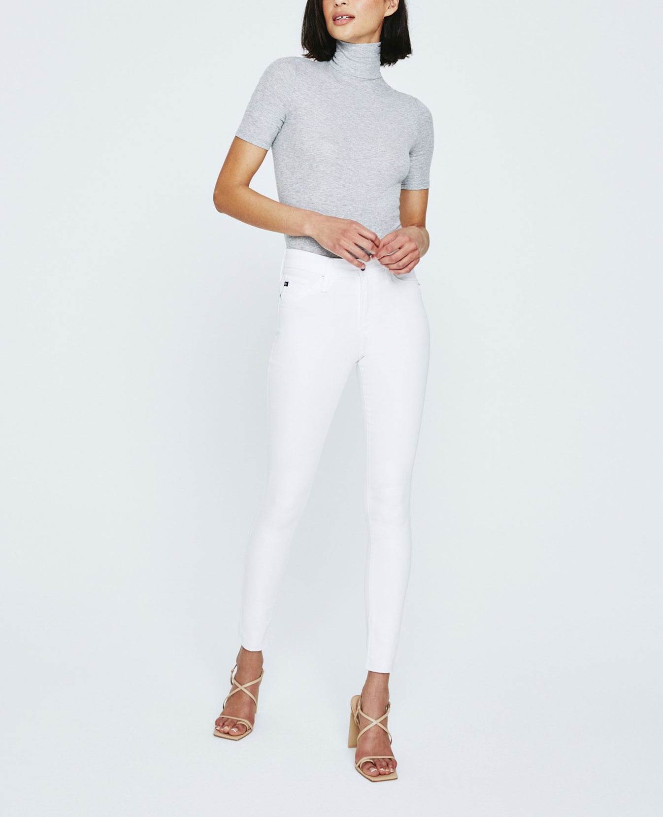 Edie Short Sleeve Turtleneck Heather Grey Ribbed Knit Collection Women Tops Photo 5