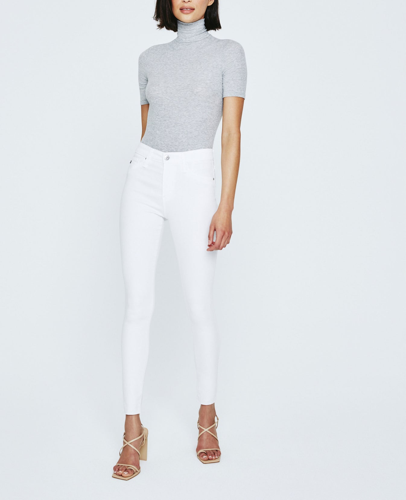 Edie Short Sleeve Turtleneck Heather Grey Ribbed Knit Collection Women Tops Photo 6