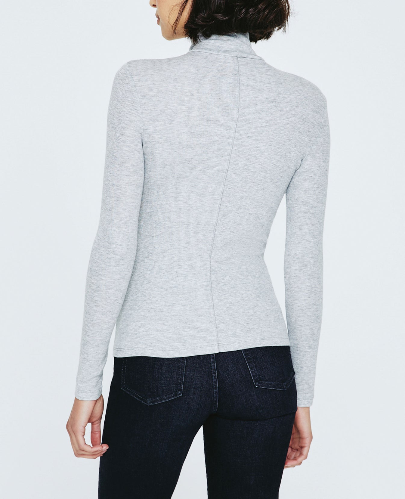 Edie Long Sleeve Turtleneck Heather Grey Ribbed Knit Collection Women Tops Photo 3