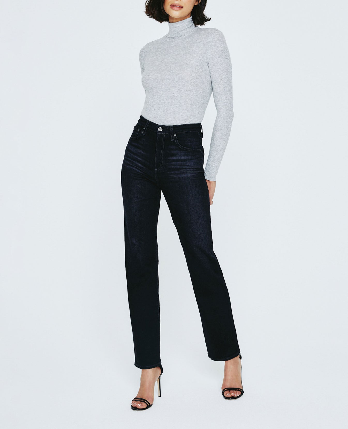 Edie Long Sleeve Turtleneck Heather Grey Ribbed Knit Collection Women Tops Photo 5