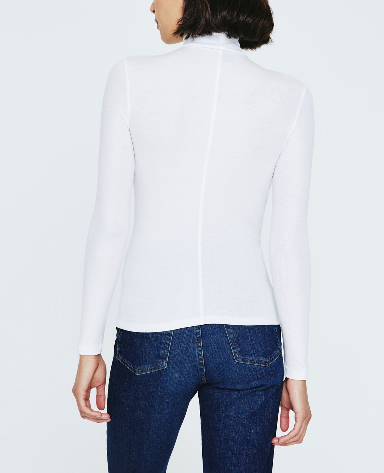 Edie Long Sleeve Turtleneck True White Ribbed Knit Collection Women Tops Photo 5