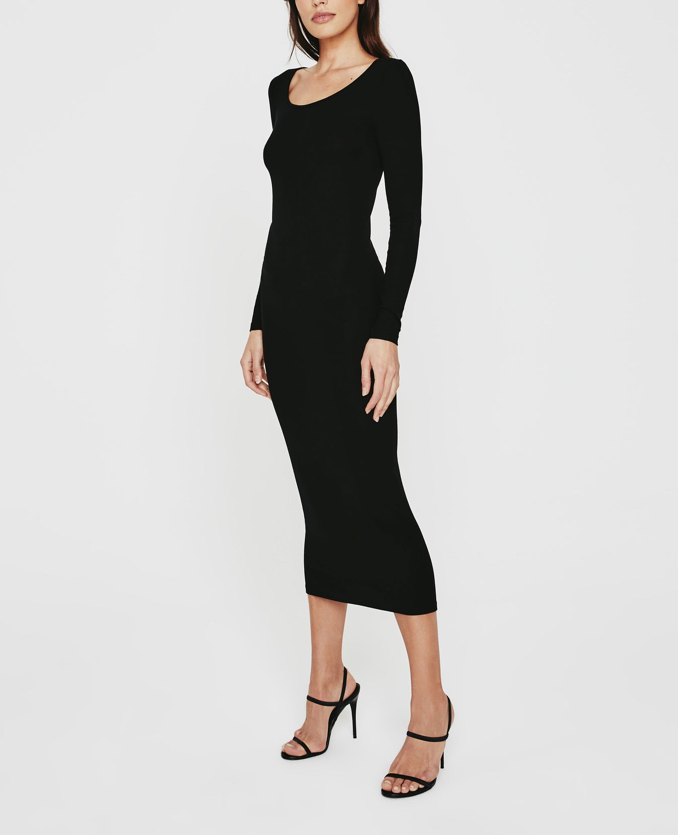 Womens Angela Long Sleeve Ballet Neck Dress True Black Womens Angela Long Sleeve Ballet Neck Dress True Black