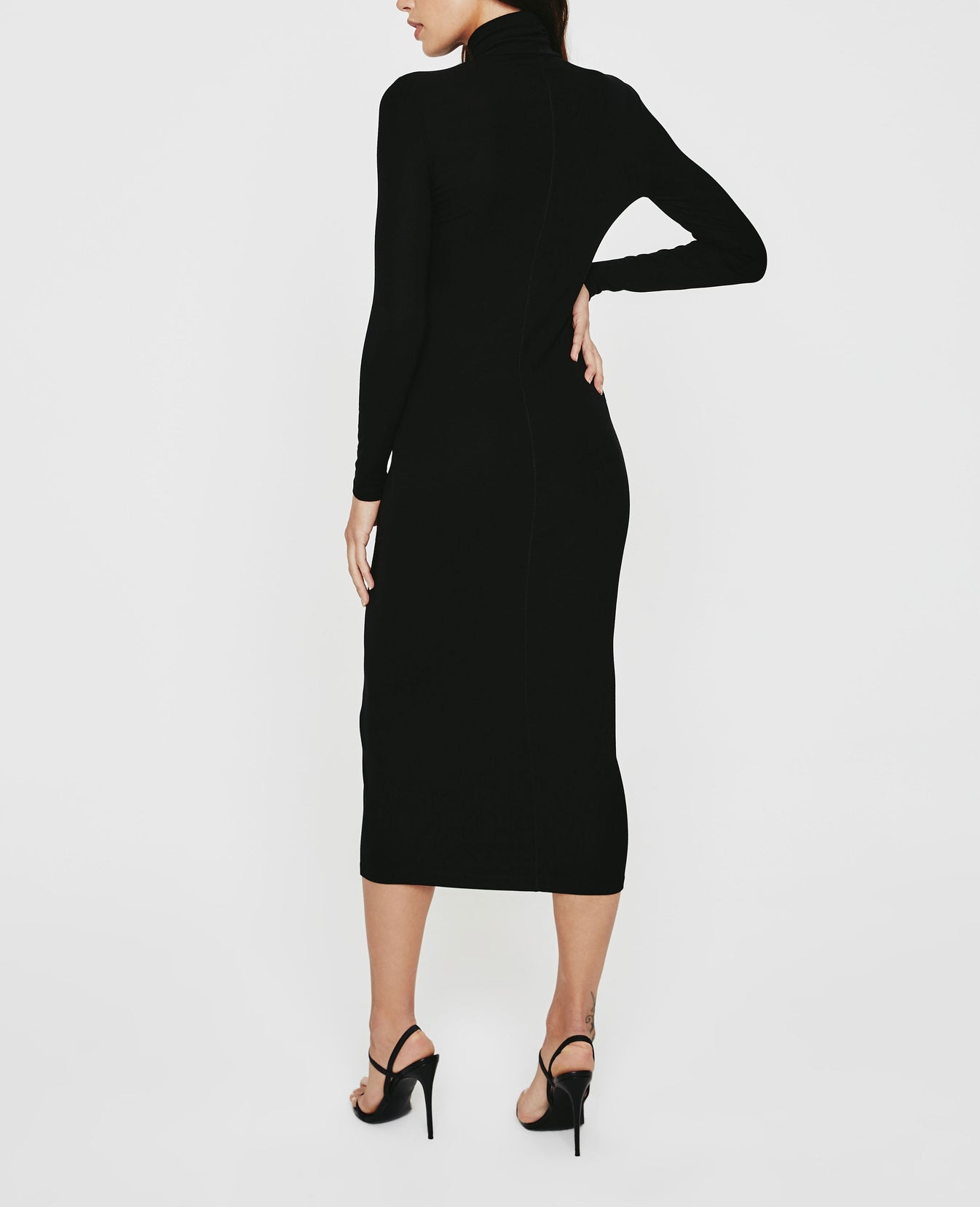 Jenny Long Sleeve Turtleneck Dress True Black Ribbed Knit Collection Women Onepiece Photo 6