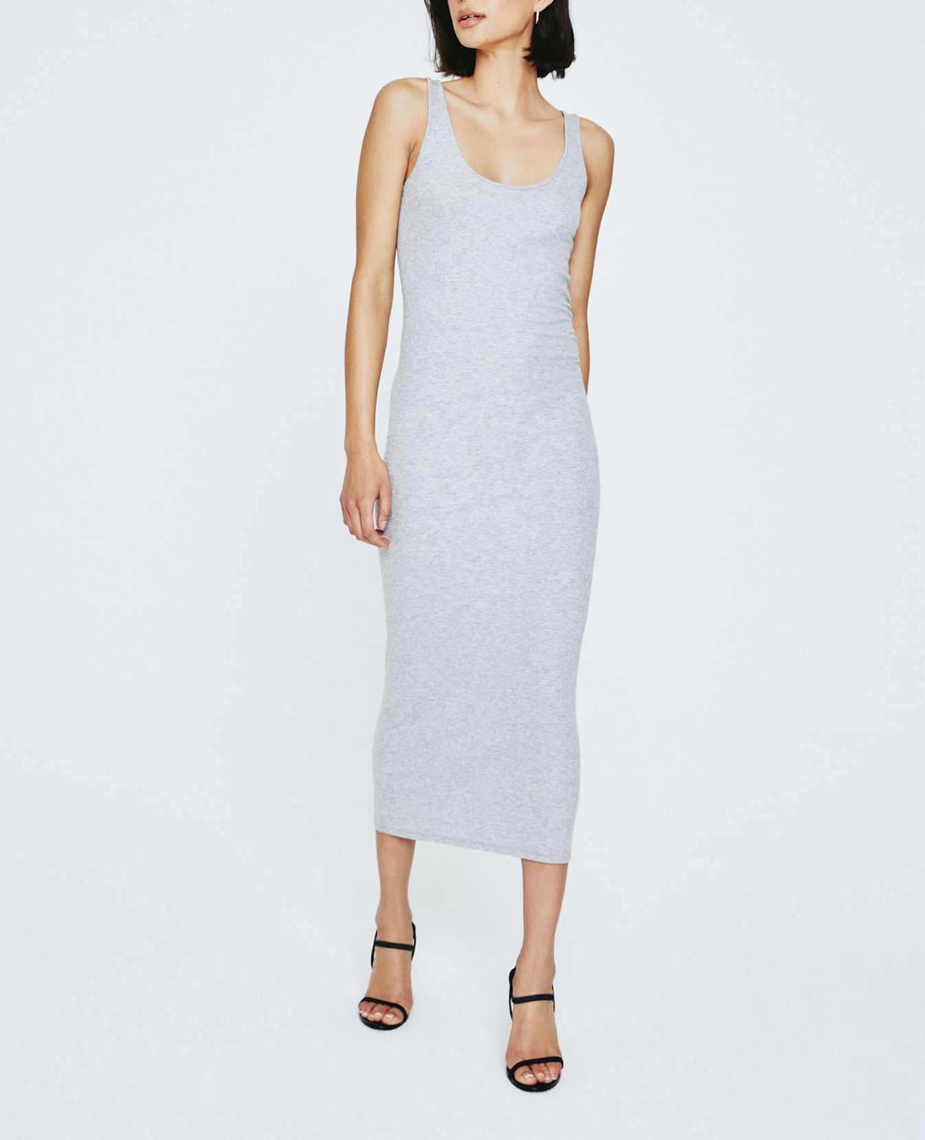 heather grey tank dress Sporty Trim Rib Tank Dress - Heather Grey/Grey