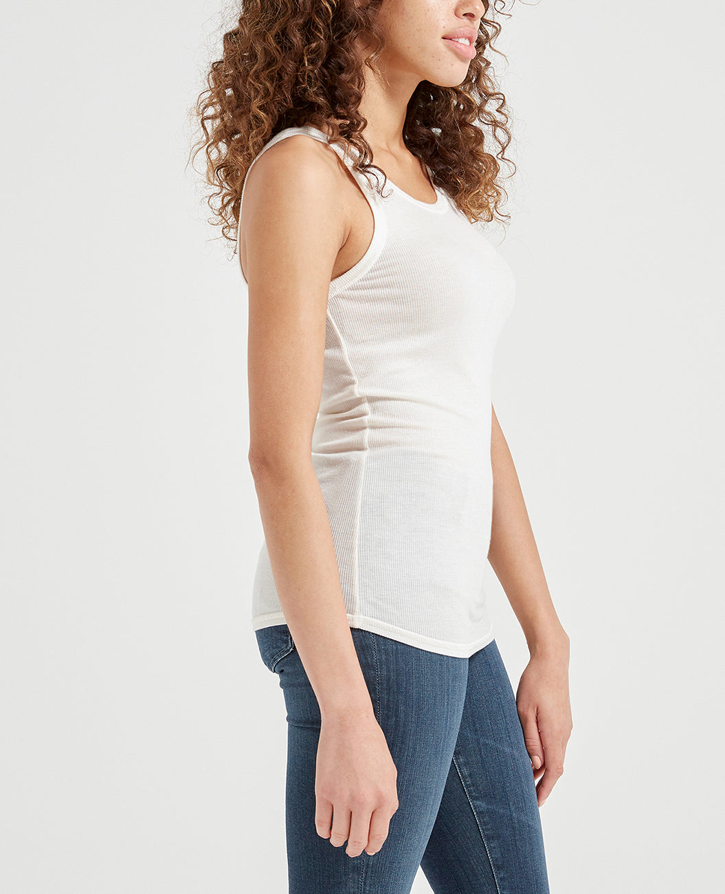 Ebby Tank Ivory Dust Classic Scoop Neck Tank Women Tops Photo 3