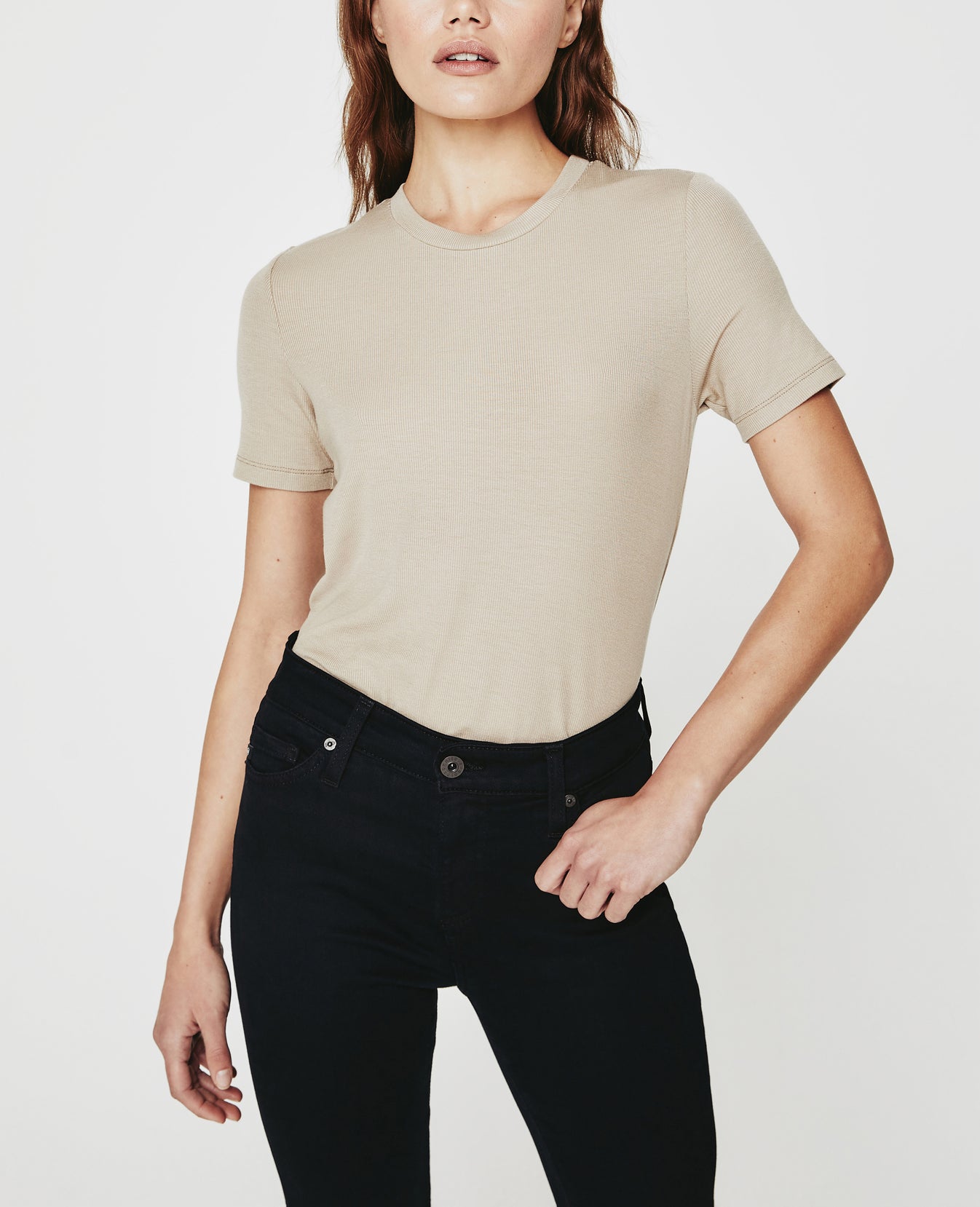 Gray Boy Tee Wild Taupe Slim Crew Neck Women Tops Photo 1