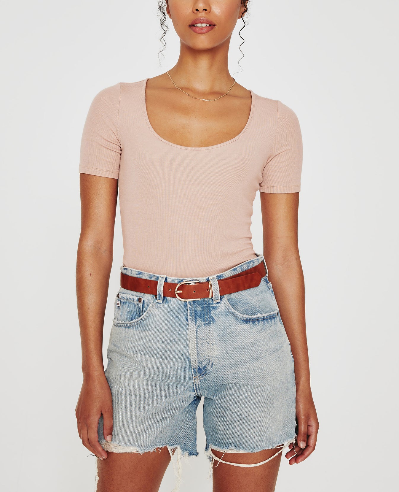 Jaxon Scoop Rose Cloud Womens Top Photo 1