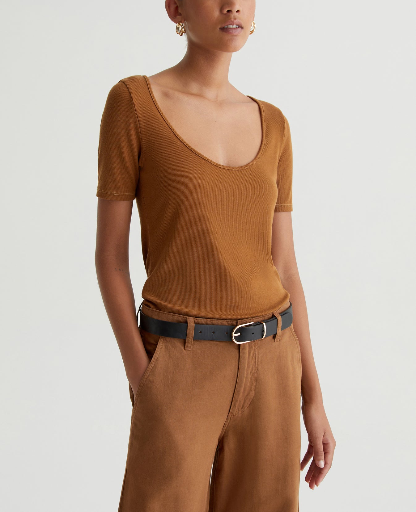 Jaxon Scoop Tree Bark Womens Top Photo 1